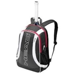 HEAD Sports Backpack Black White Red Canvas Tennis Gym School Bag